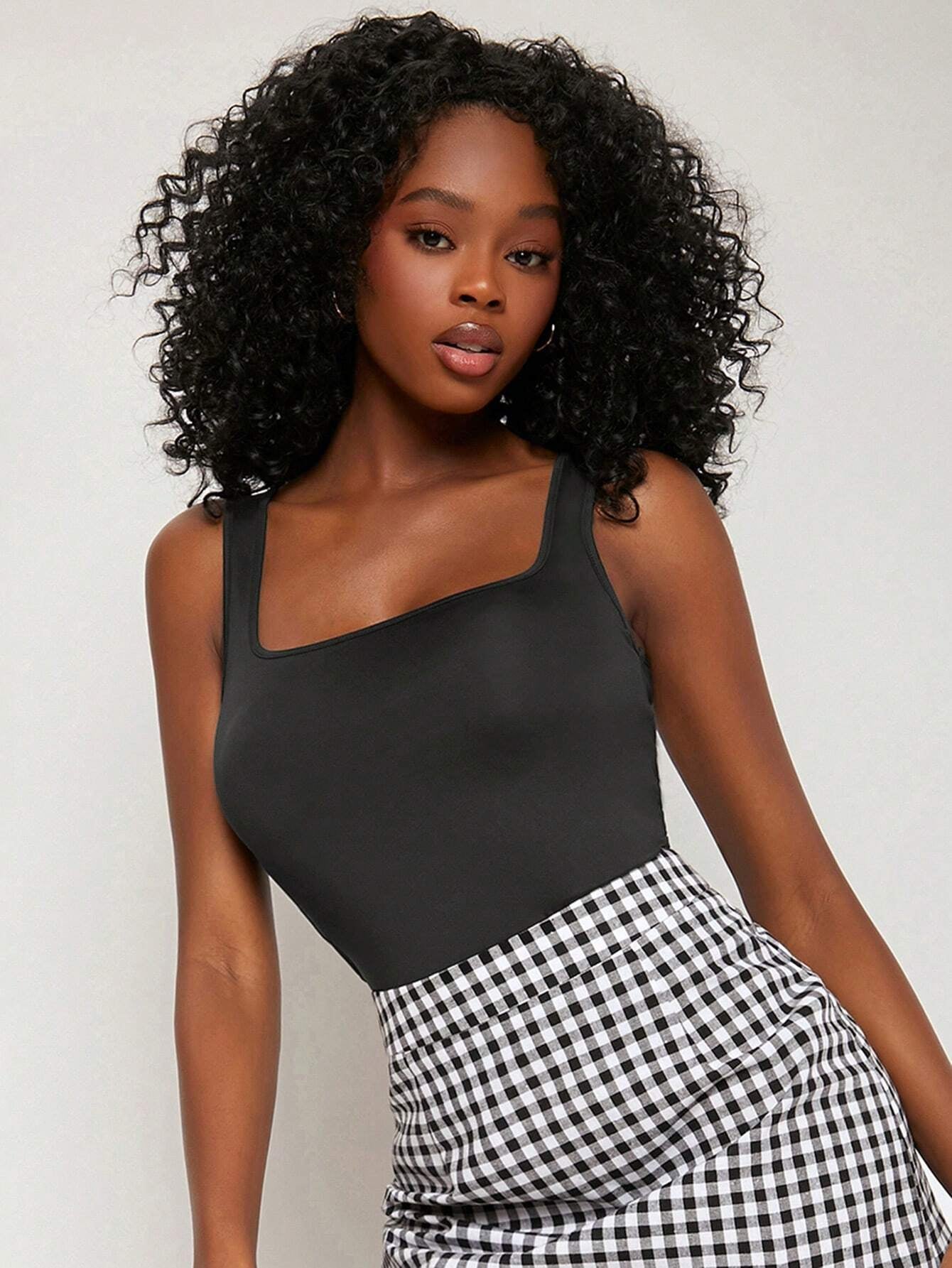 BASICS Solid Square Neck Tank Top