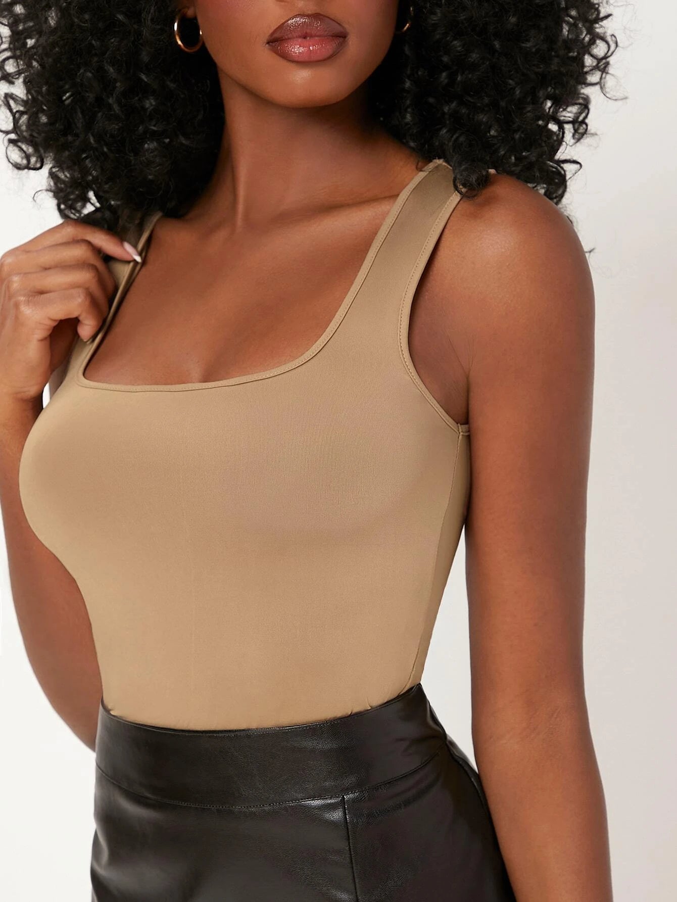 BASICS Solid Square Neck Tank Top