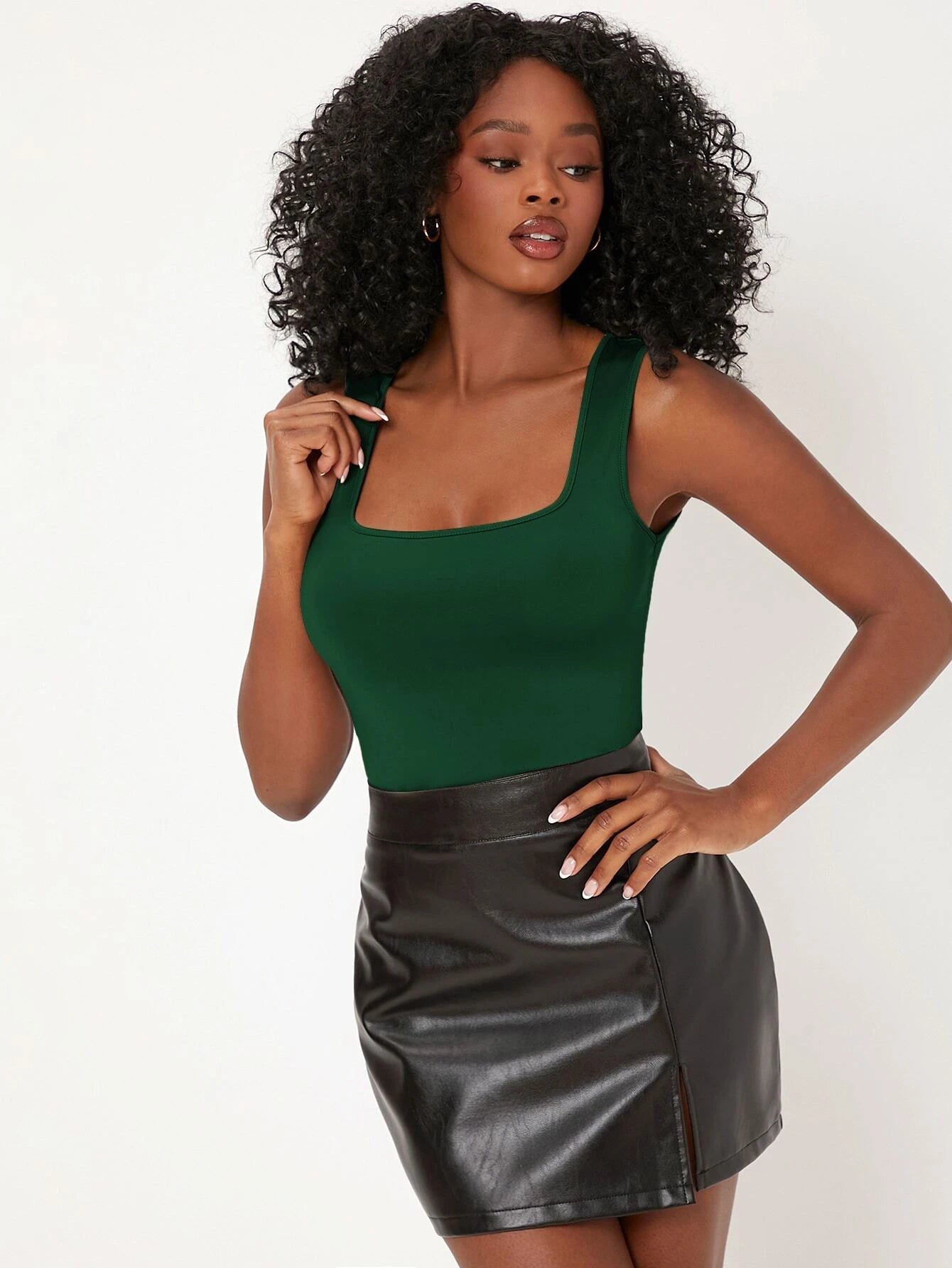 BASICS Solid Square Neck Tank Top