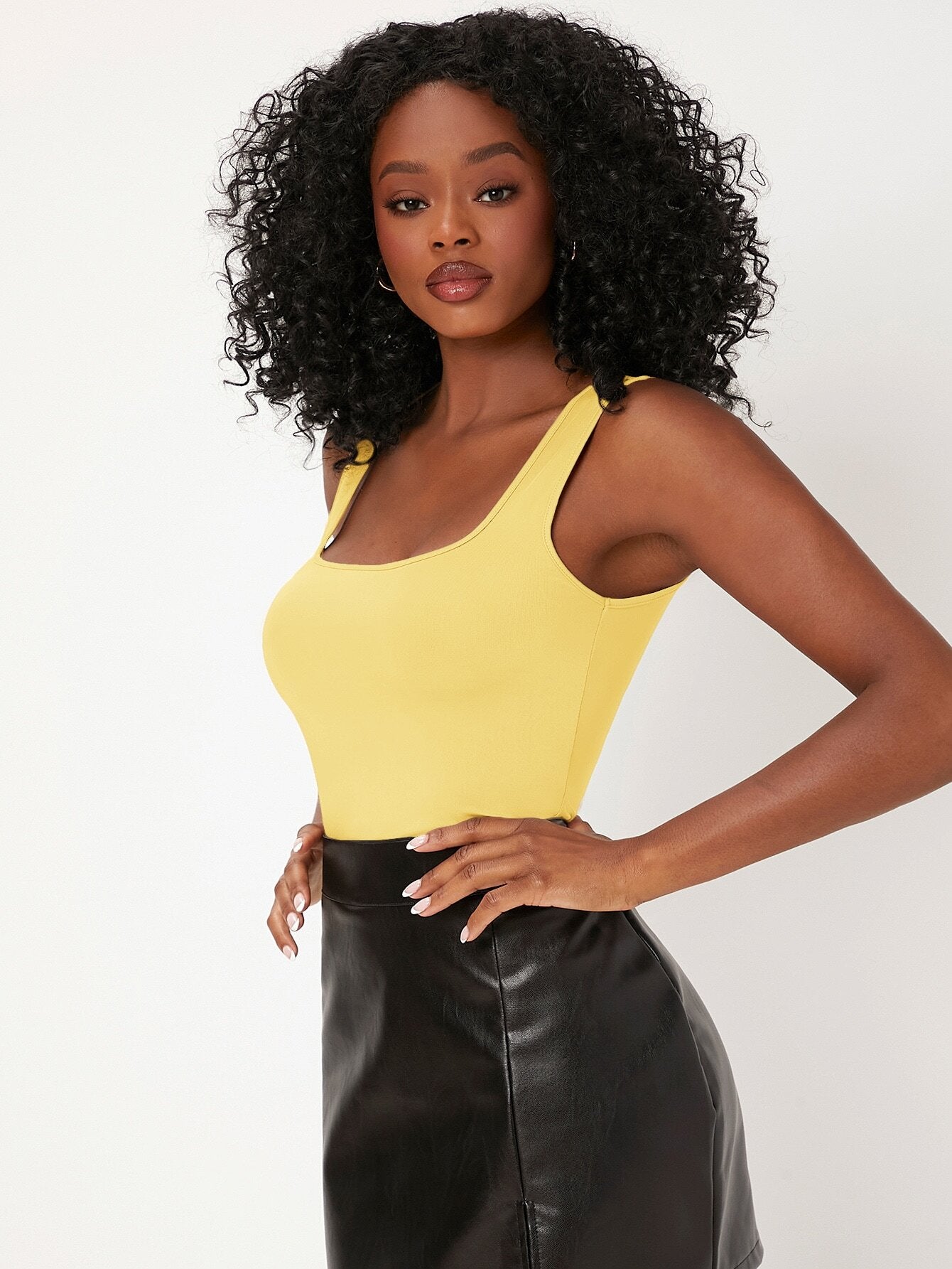 BASICS Solid Square Neck Tank Top