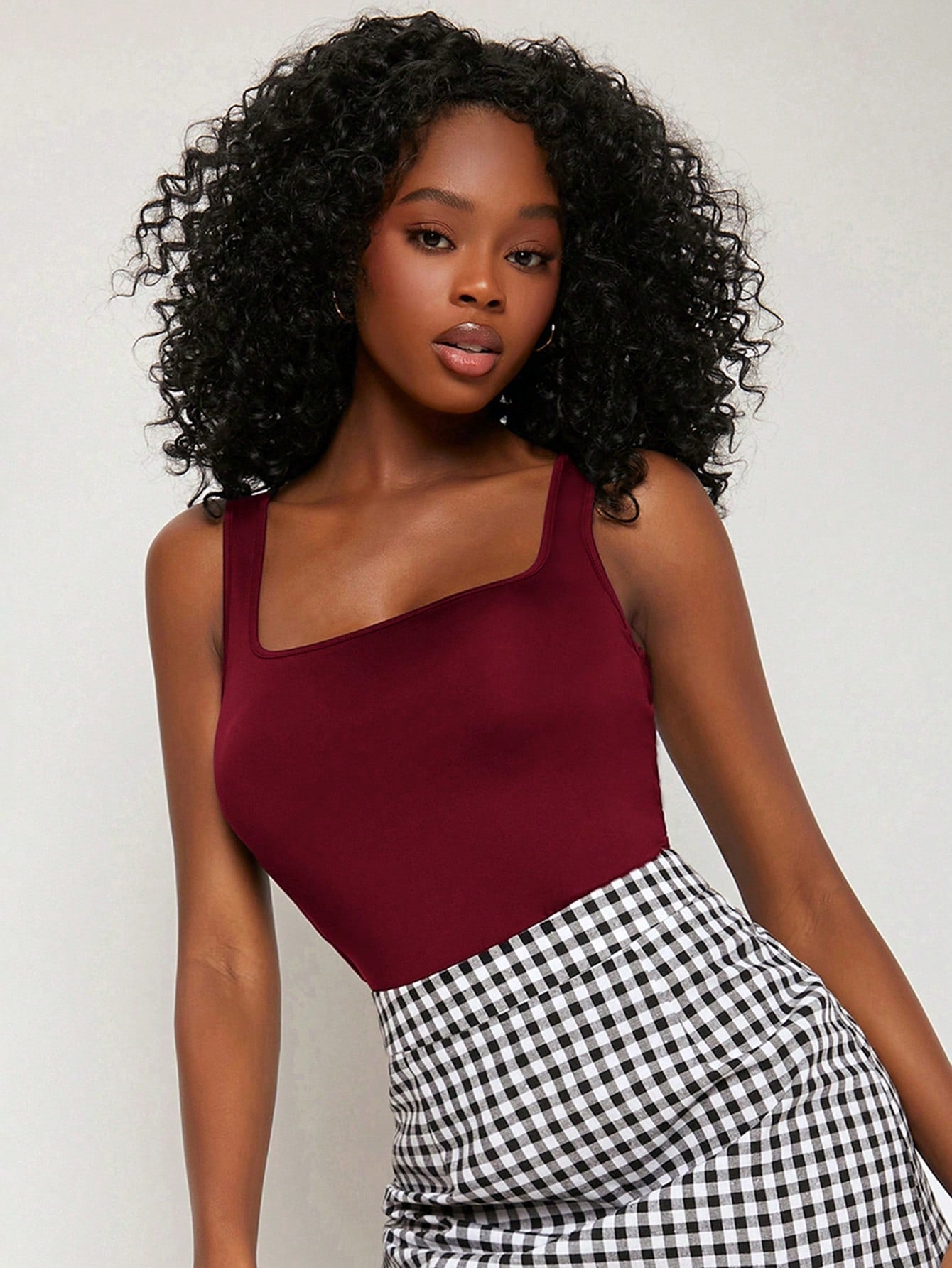 BASICS Solid Square Neck Tank Top
