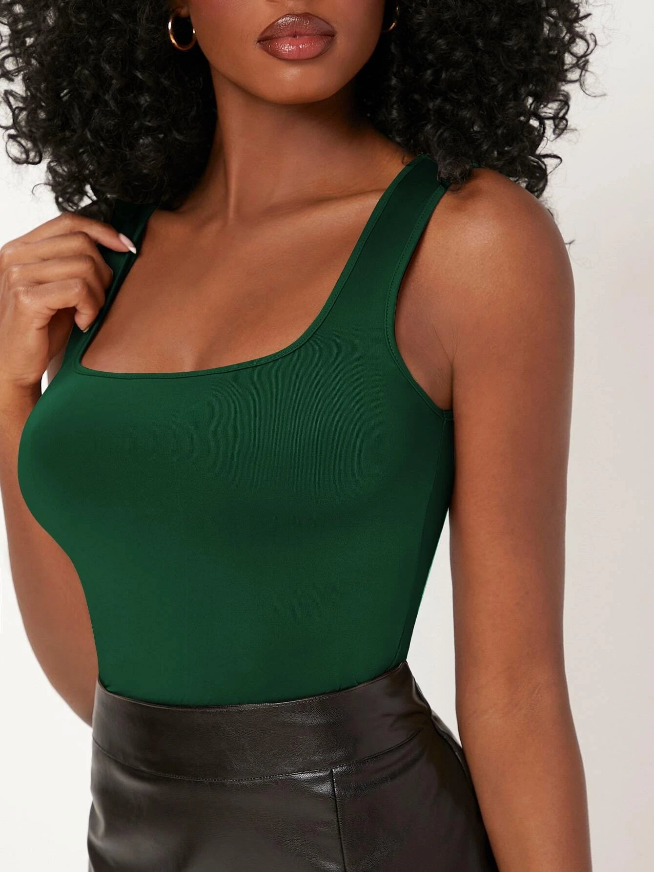 BASICS Solid Square Neck Tank Top