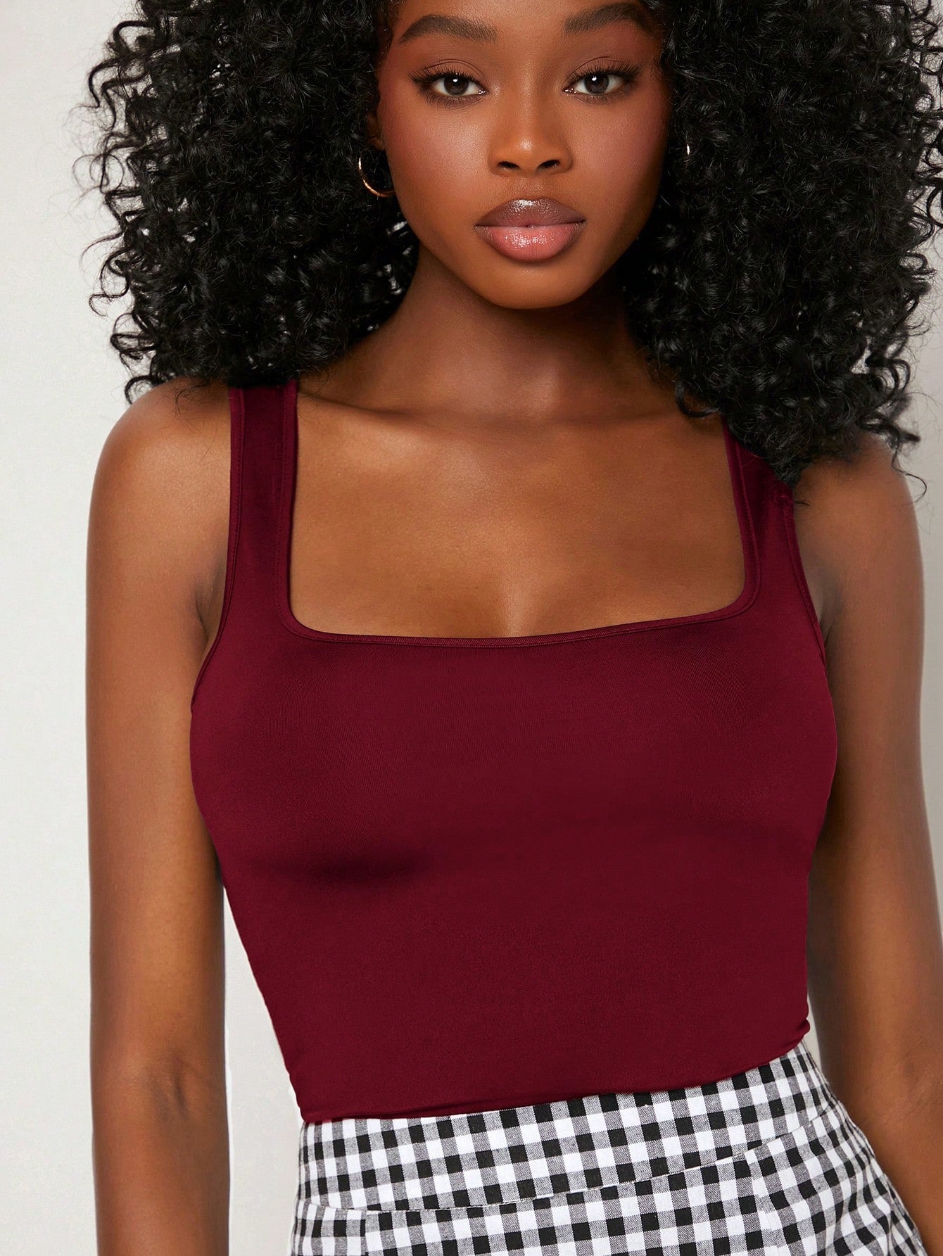 BASICS Solid Square Neck Tank Top