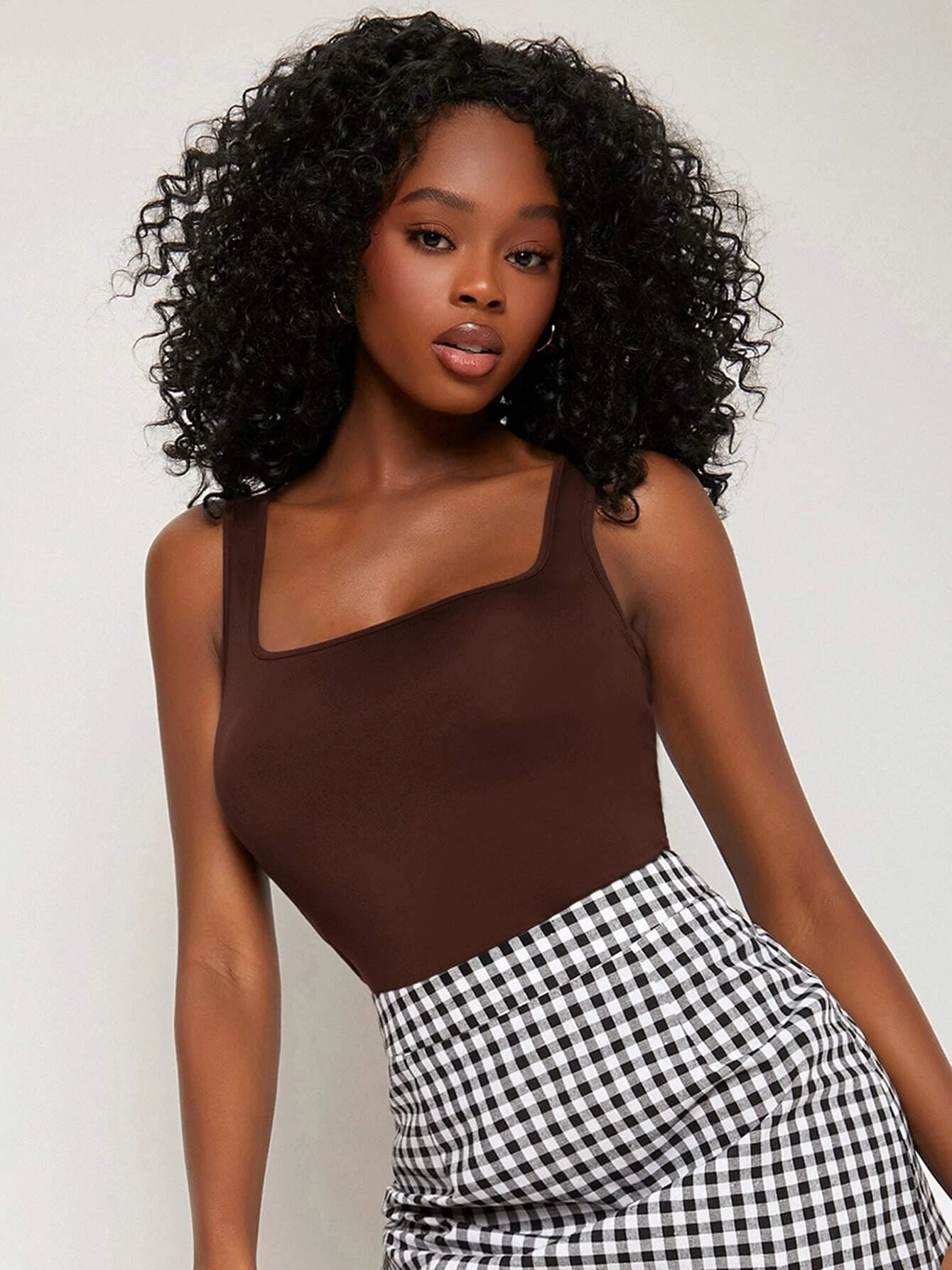 BASICS Solid Square Neck Tank Top