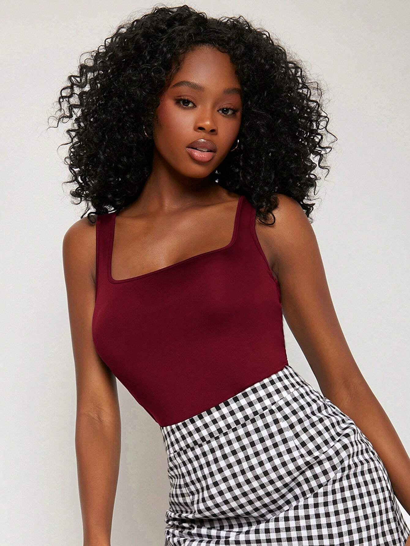 BASICS Solid Square Neck Tank Top