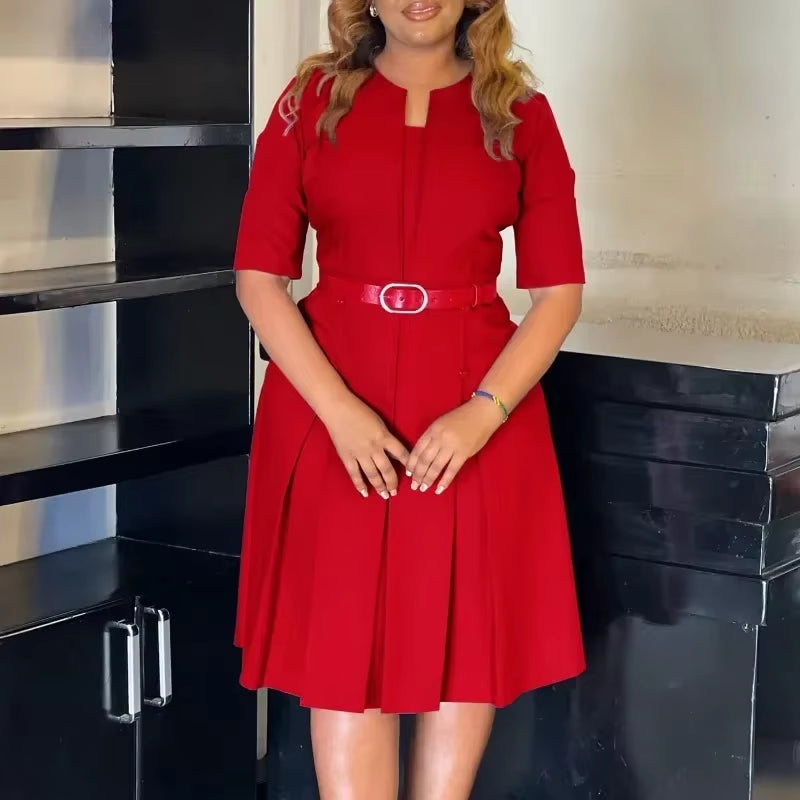 Casual Women Half Sleeve Midi Dress plus Size Elegant Fashion African Dresses Ankara Dashiki Party Gown Africa Clothing Vestidos