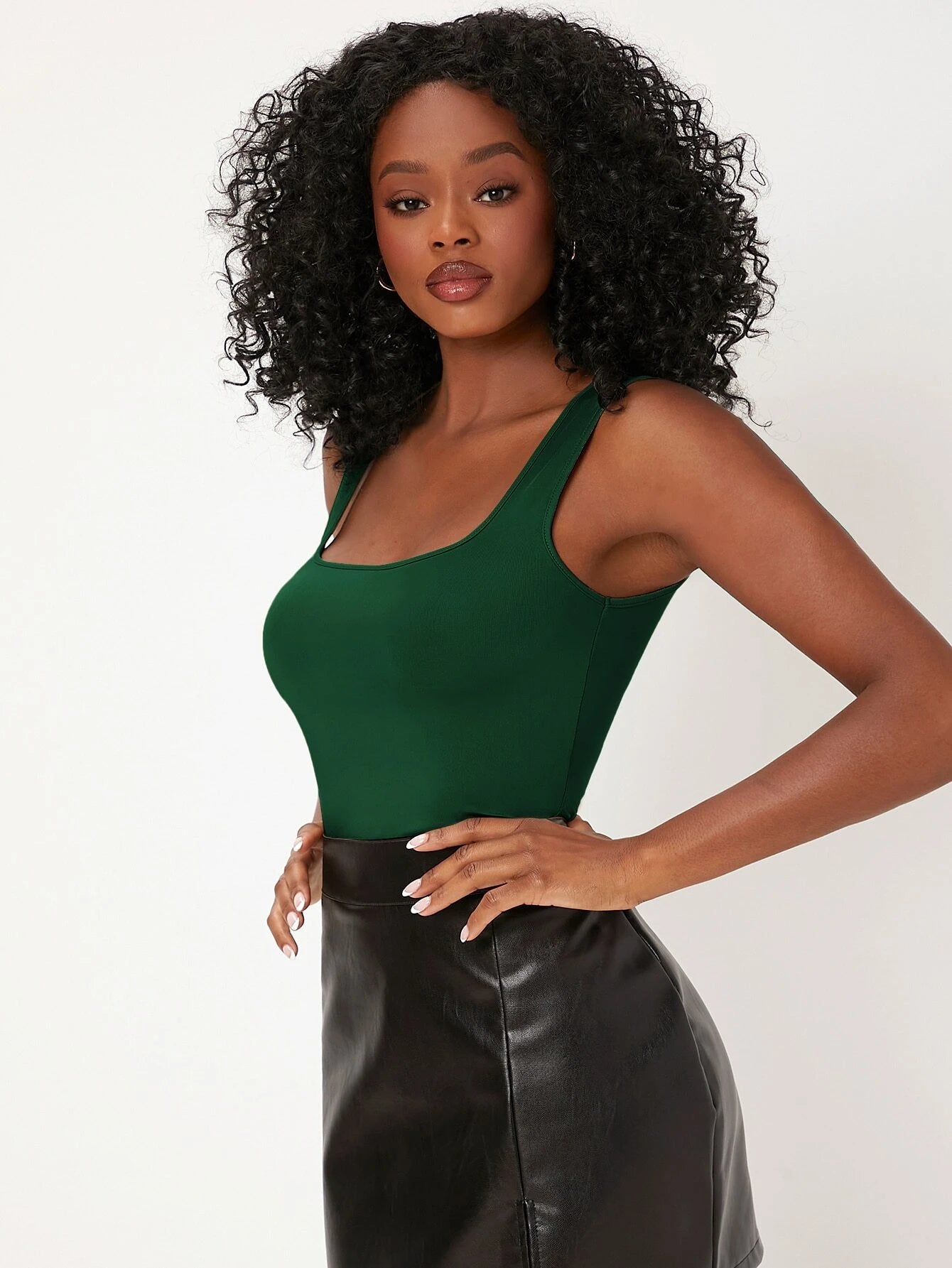 BASICS Solid Square Neck Tank Top