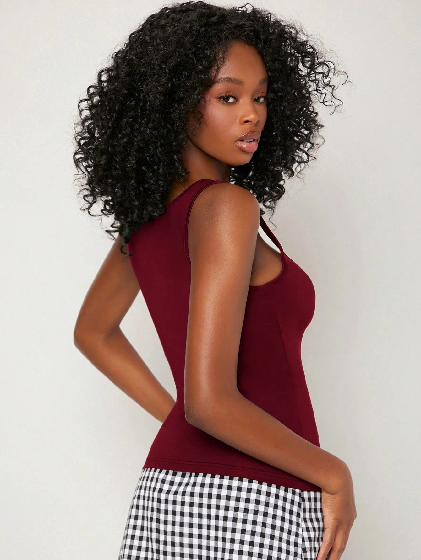 BASICS Solid Square Neck Tank Top