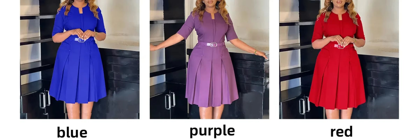 Casual Women Half Sleeve Midi Dress plus Size Elegant Fashion African Dresses Ankara Dashiki Party Gown Africa Clothing Vestidos