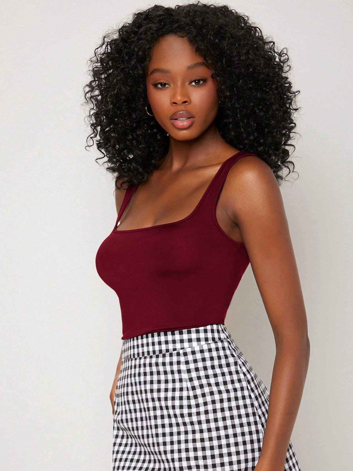 BASICS Solid Square Neck Tank Top