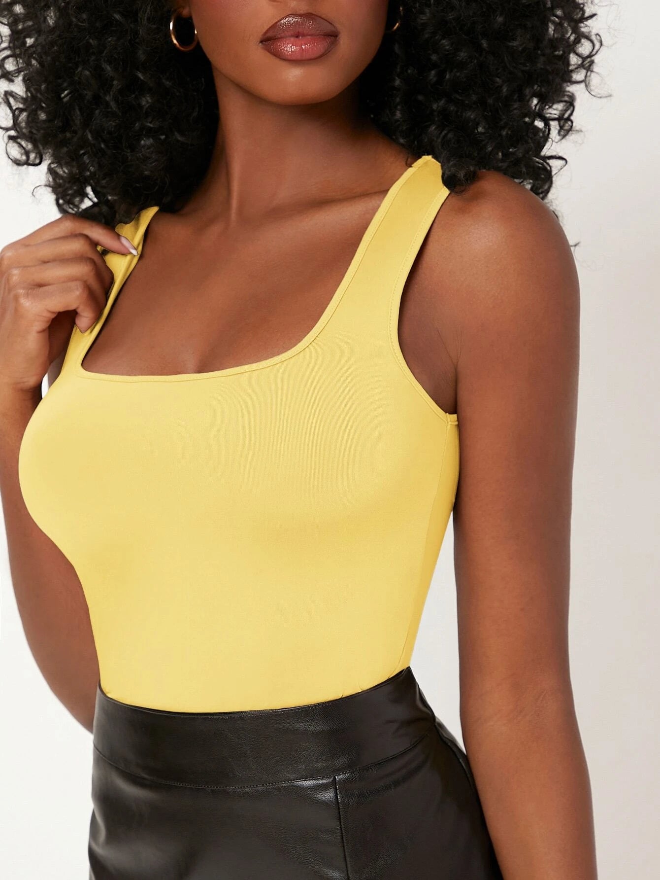 BASICS Solid Square Neck Tank Top