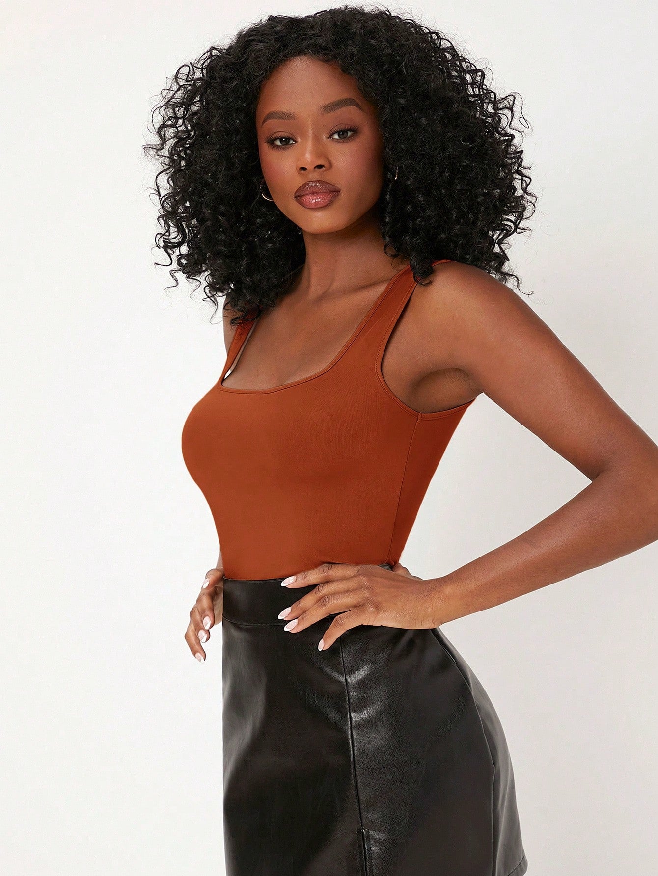 BASICS Solid Square Neck Tank Top