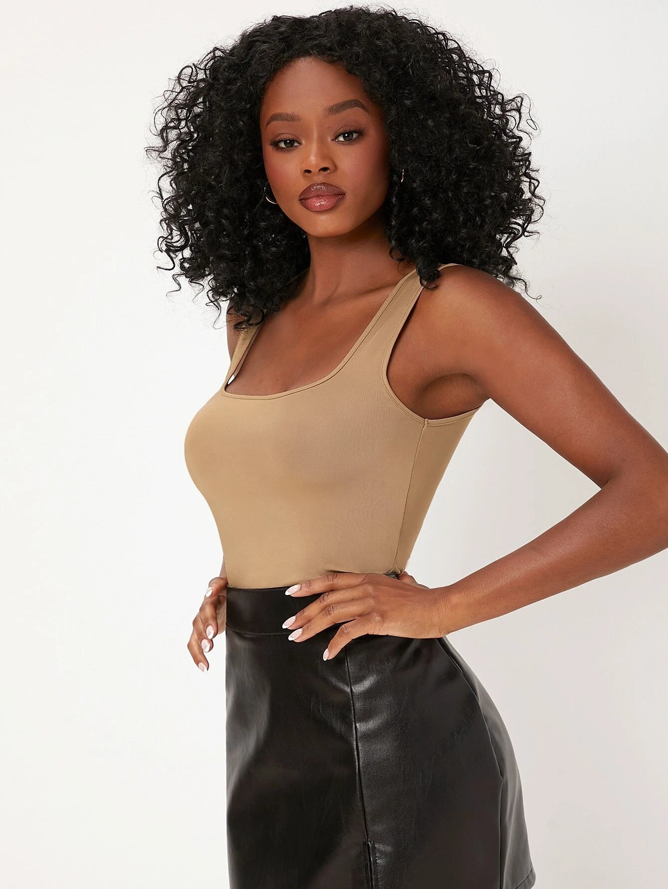 BASICS Solid Square Neck Tank Top