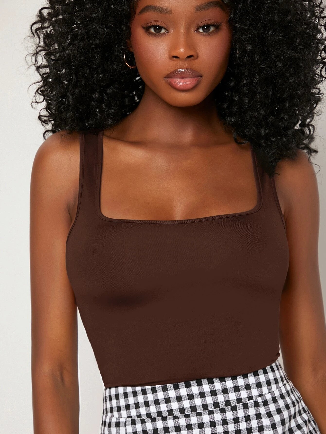 BASICS Solid Square Neck Tank Top