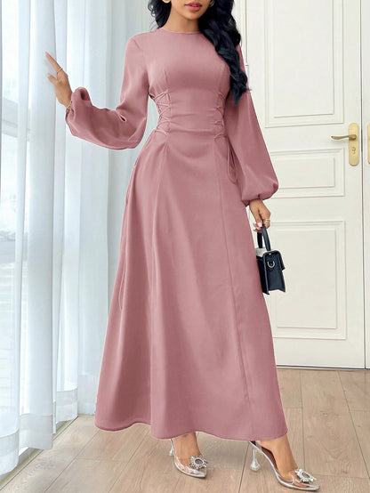 Modely Burgundy Red Women'S Solid Color Simple Daily Long Sleeve Dress Party Elegant Evening Long Sleeve Maxi Dress Long Evening Dresses