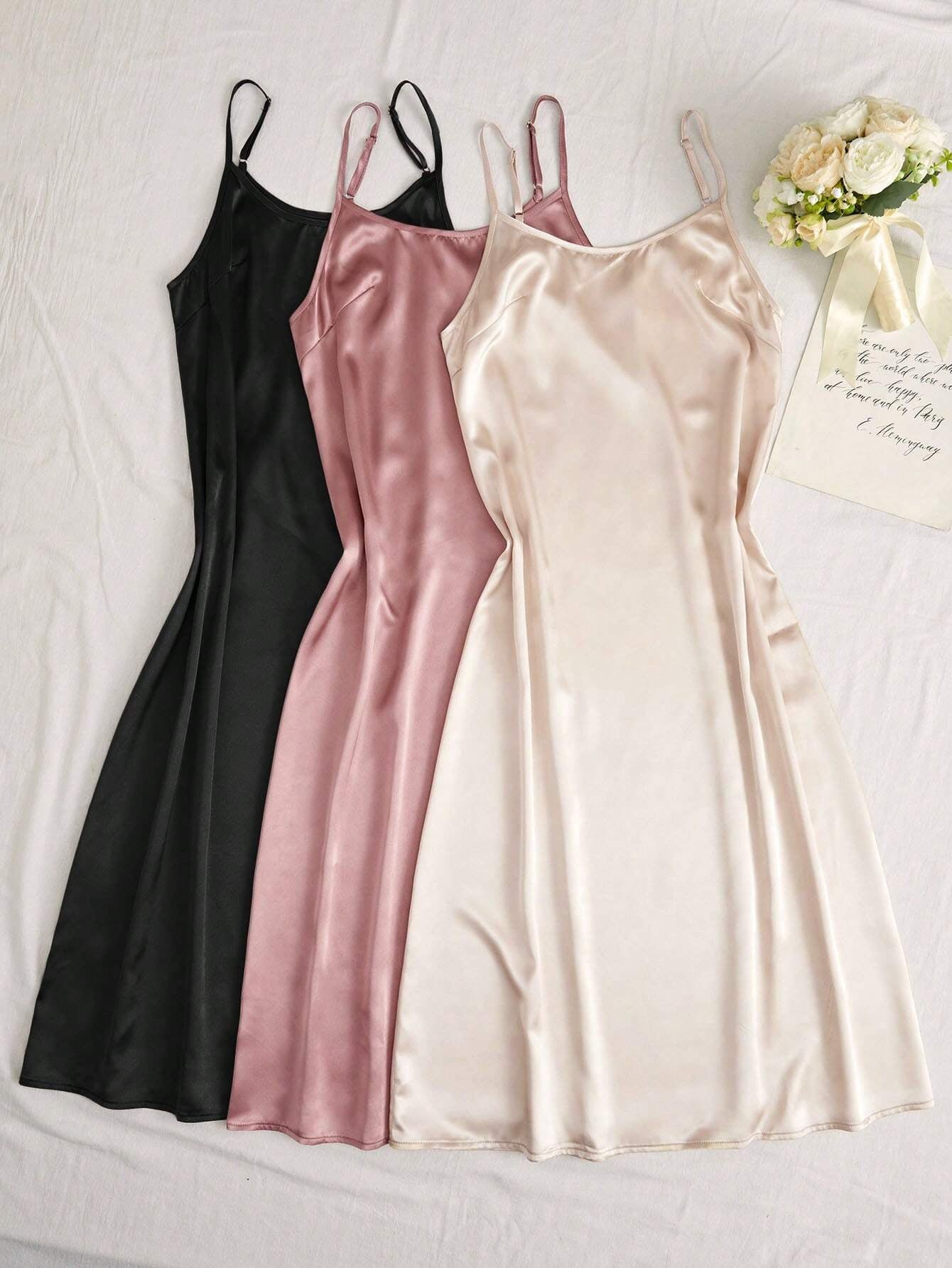 Chic Women's 3-Piece Adjustable Strap Pajama Night Dress Set
