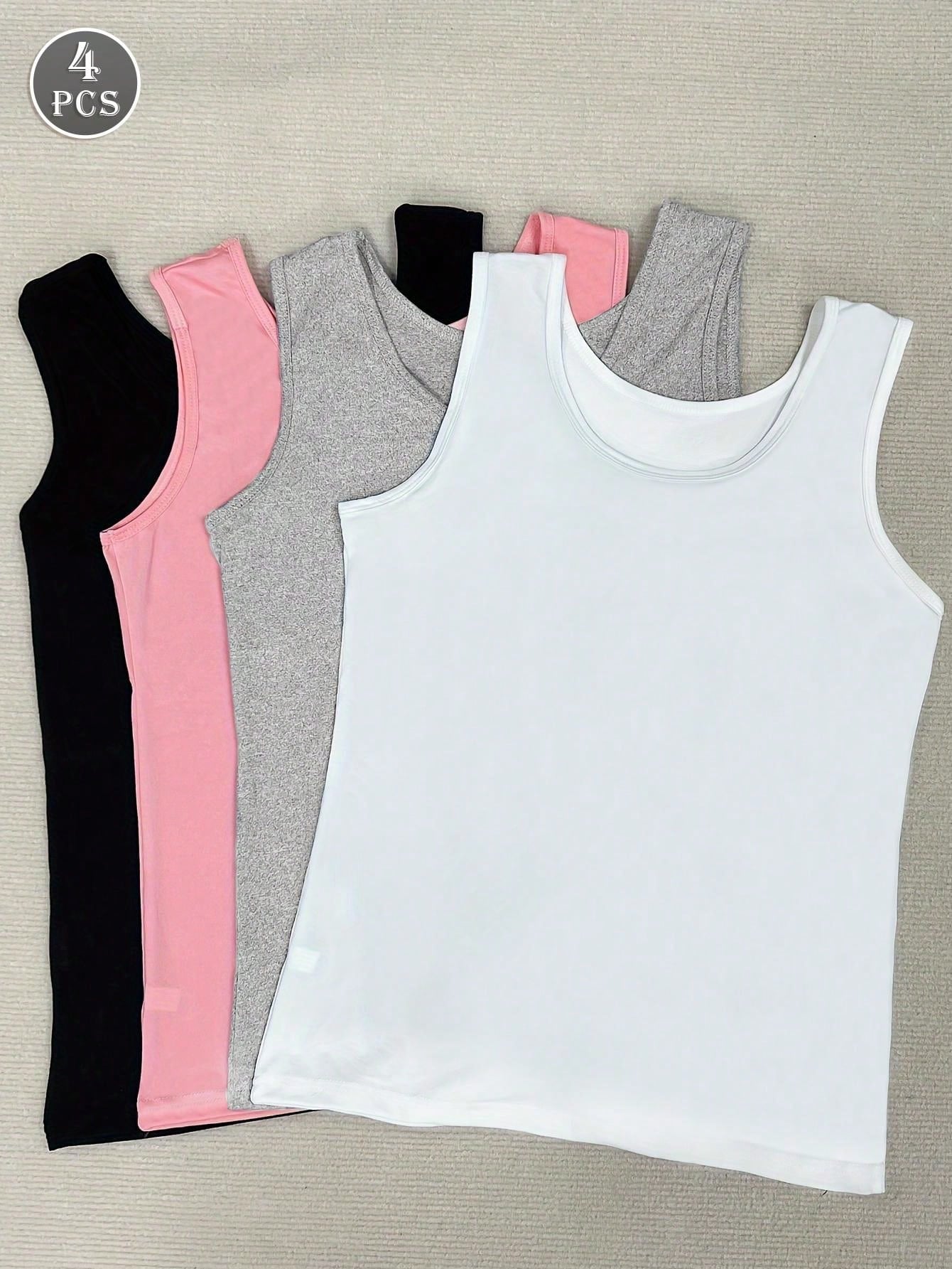 4Pcs/Pack Women V-Neck Sleeveless Comfy Casual Tank Top Undershirt