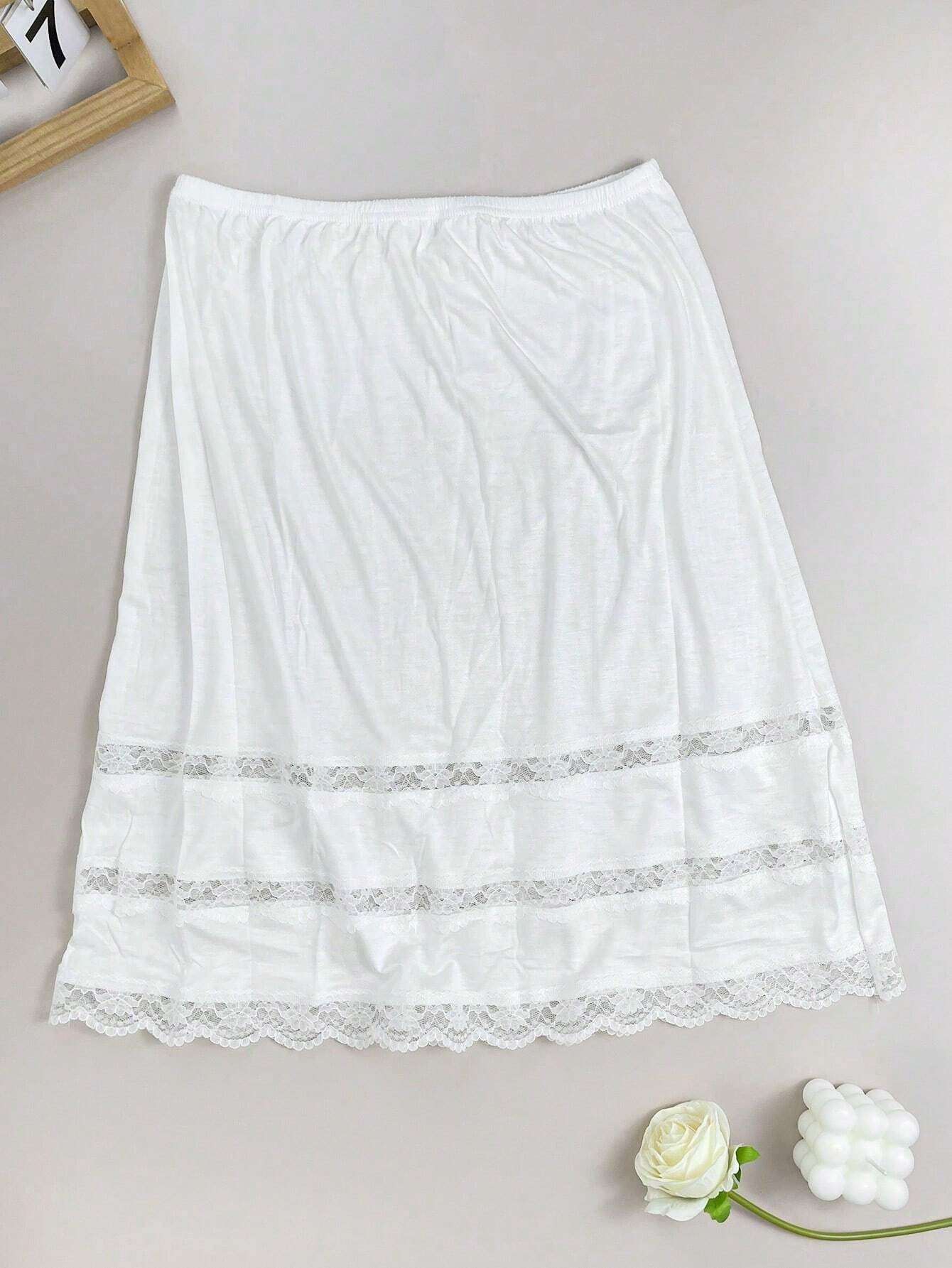 Chic Women's Lace Trim Slip Skirt - Stylish, Anti-Transparent Mini Skirt for Effortless Elegance