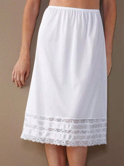 Chic Women's Lace Trim Slip Skirt - Stylish, Anti-Transparent Mini Skirt for Effortless Elegance