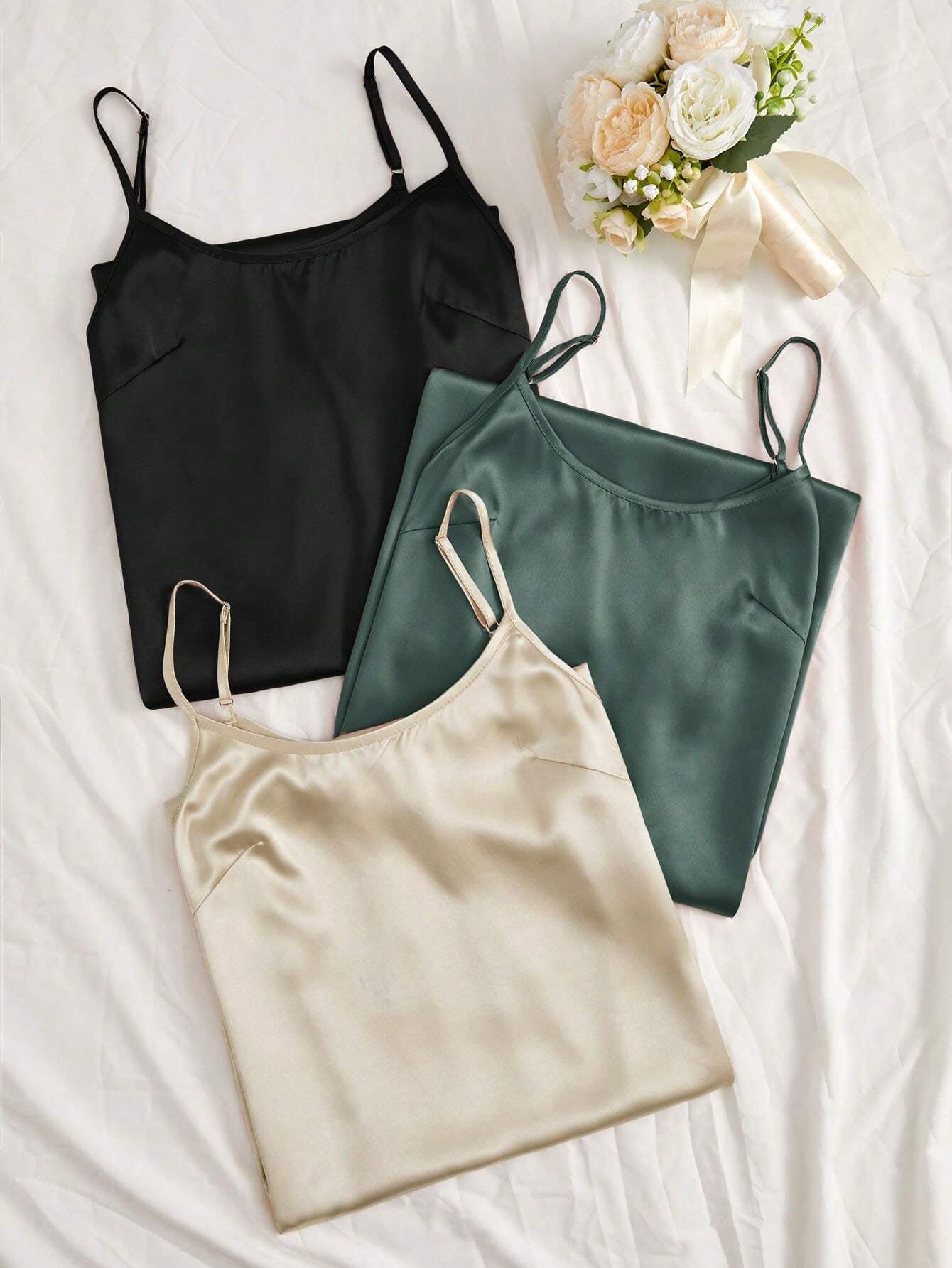 Chic Women's 3-Piece Adjustable Strap Pajama Night Dress Set