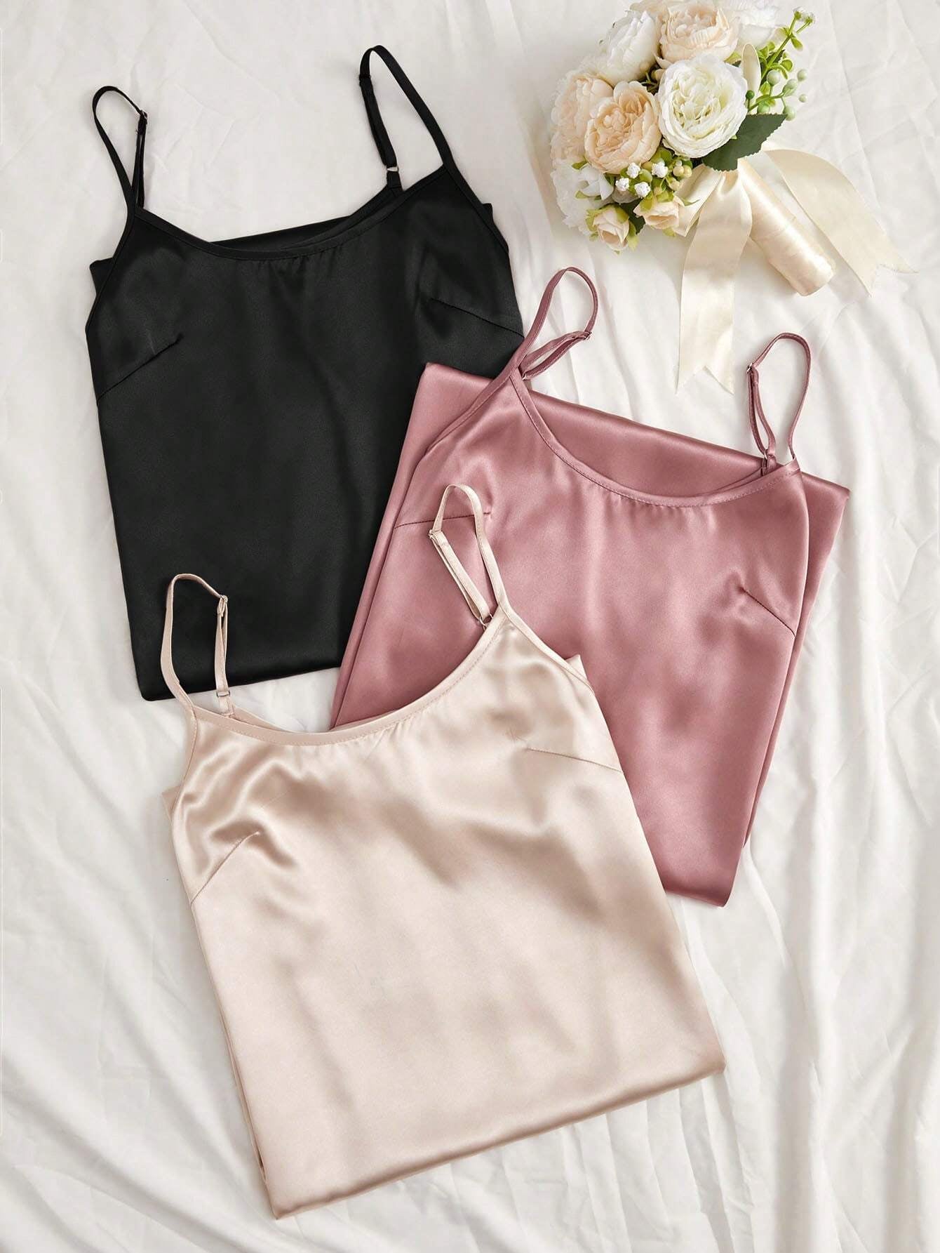 Chic Women's 3-Piece Adjustable Strap Pajama Night Dress Set