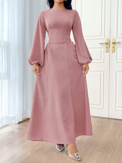 Modely Burgundy Red Women'S Solid Color Simple Daily Long Sleeve Dress Party Elegant Evening Long Sleeve Maxi Dress Long Evening Dresses