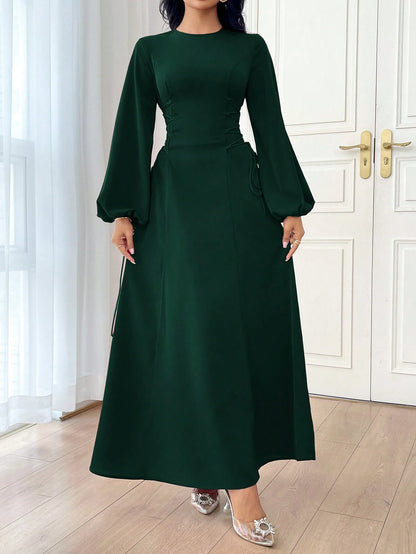 Modely Burgundy Red Women'S Solid Color Simple Daily Long Sleeve Dress Party Elegant Evening Long Sleeve Maxi Dress Long Evening Dresses