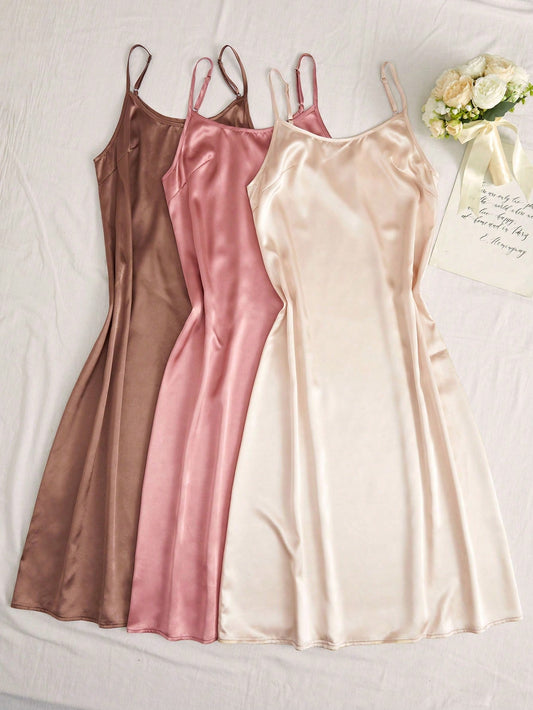 Chic Women's 3-Piece Adjustable Strap Pajama Night Dress Set