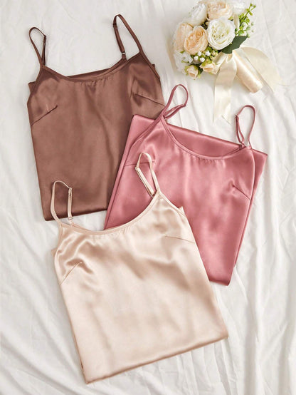 Chic Women's 3-Piece Adjustable Strap Pajama Night Dress Set