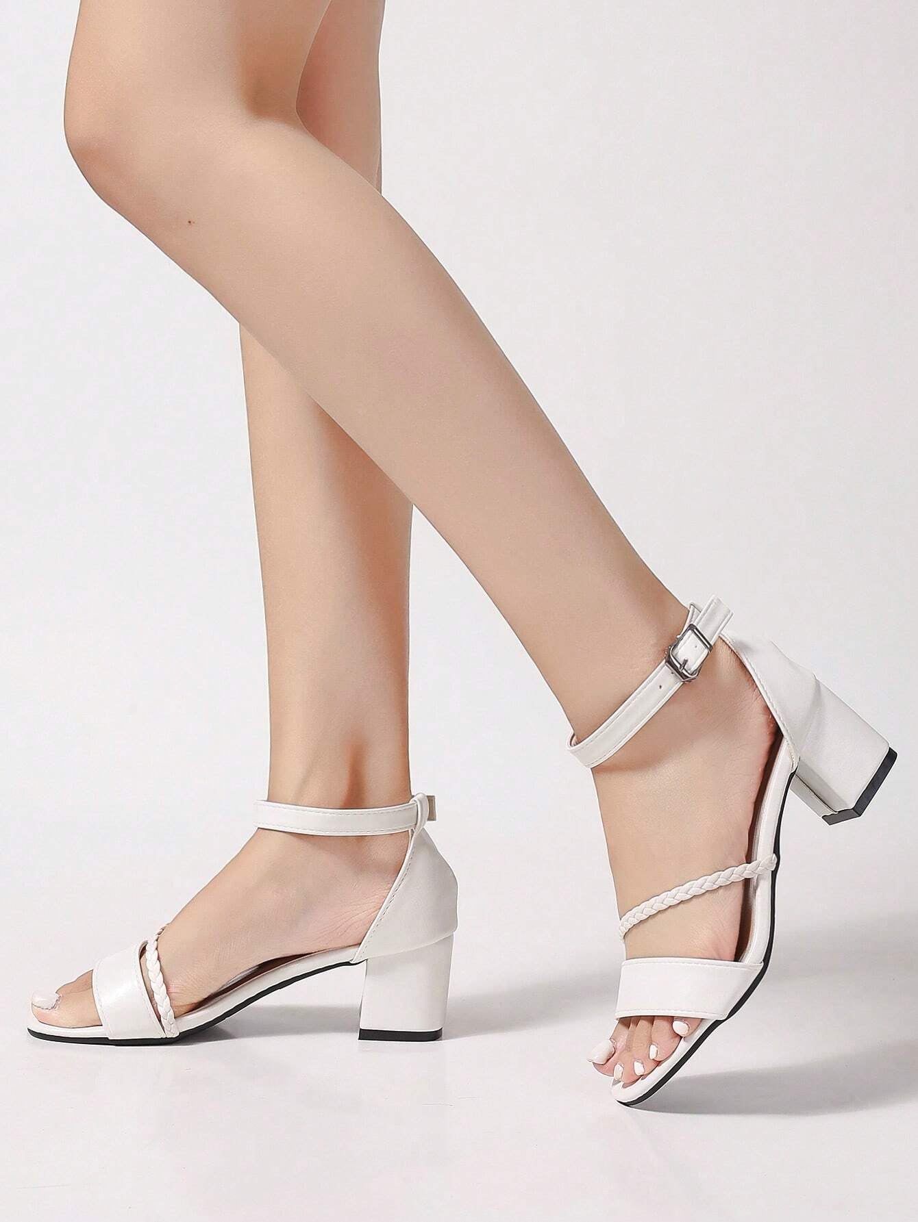 Women Beige Leather One-Strap Open-Toe Sexy High Heel Sandals