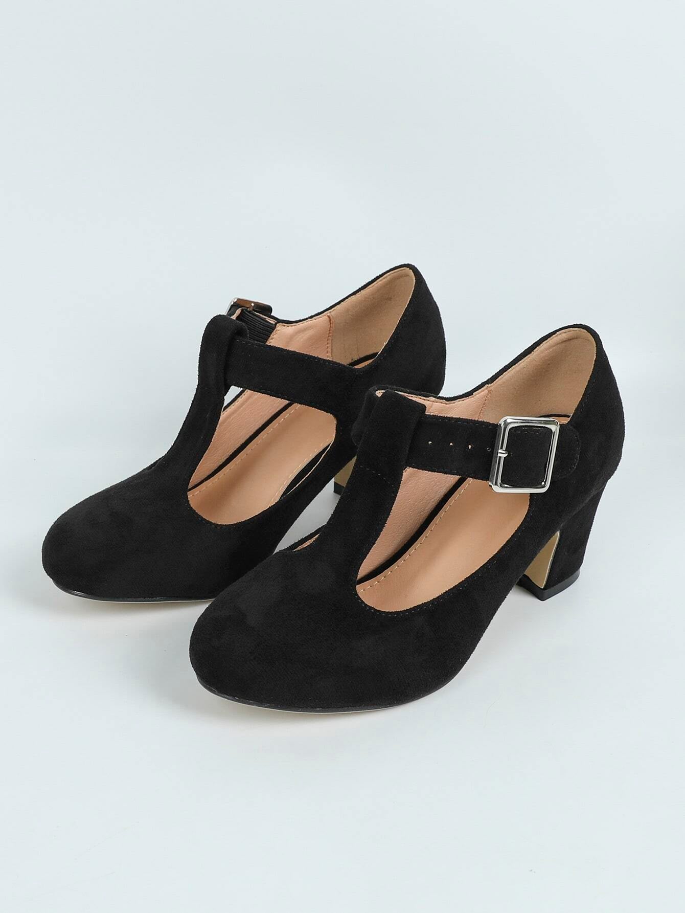 Stylish Women's Velvet Mary Jane T-Strap High Heel Pumps - Perfect for Work & Formal Occasions (Order 0.5 Size Down for Narrow Feet)