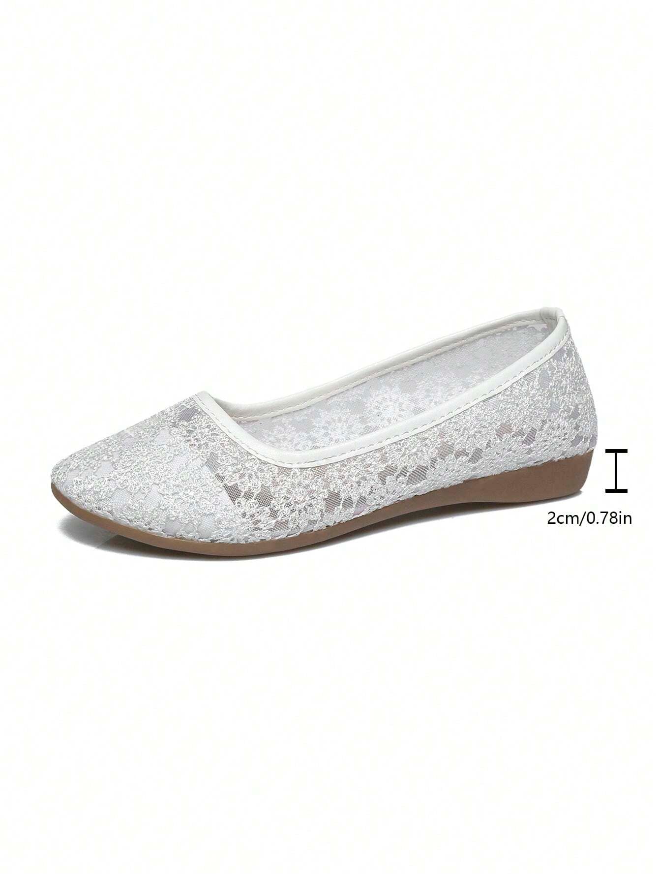 Elegant Women's Floral Lace Ballet Flats - Breathable Soft-Soled Slip-Ons for Comfort and Style