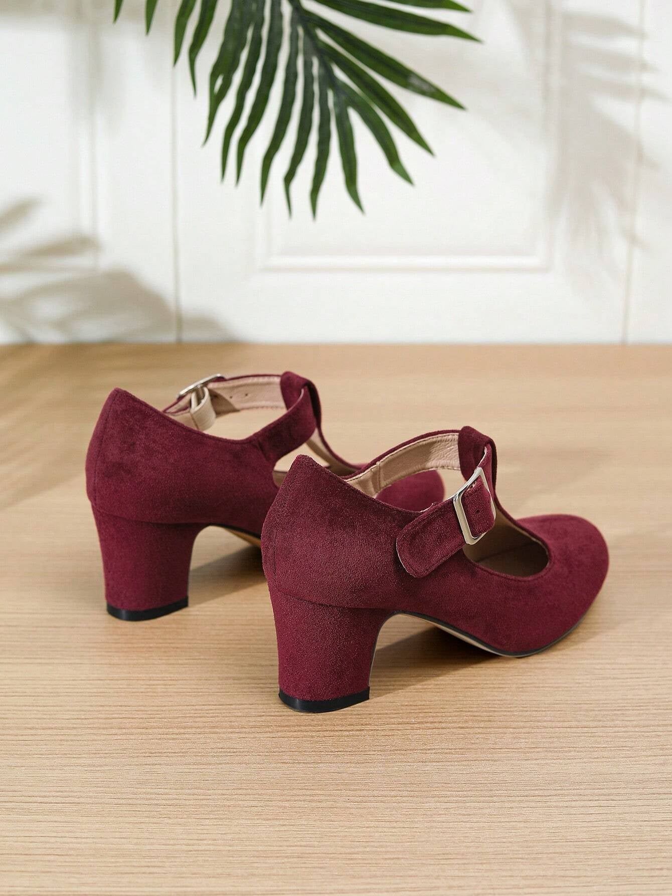 Stylish Women's Velvet Mary Jane T-Strap High Heel Pumps - Perfect for Work & Formal Occasions (Order 0.5 Size Down for Narrow Feet)