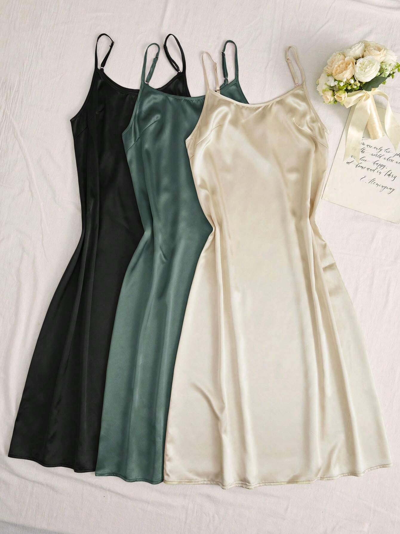 Chic Women's 3-Piece Adjustable Strap Pajama Night Dress Set
