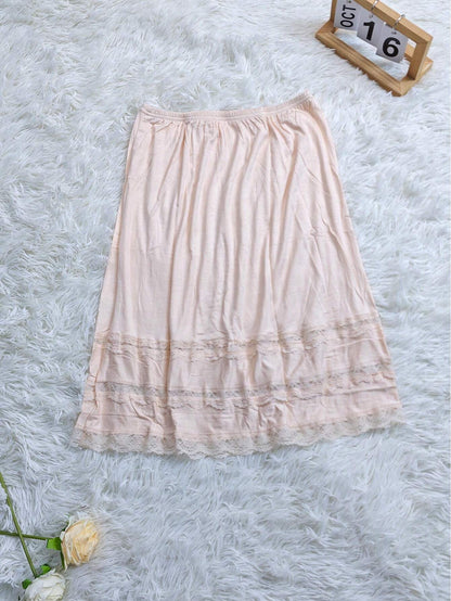 Chic Women's Lace Trim Slip Skirt - Stylish, Anti-Transparent Mini Skirt for Effortless Elegance