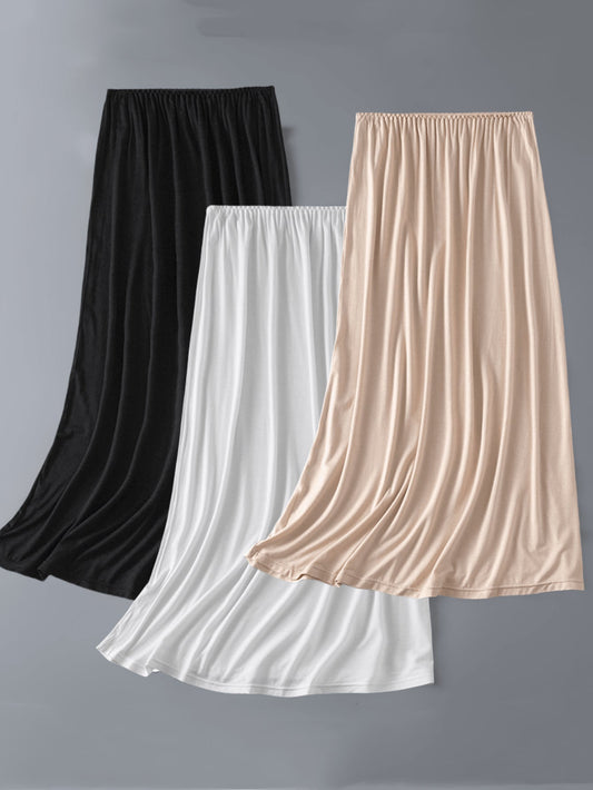 1Pc Versatile Soft Modal High-Waist Midi Skirt, Waist 64Cm, Can Be Worn as Underskirt or Slimming Skirt, Dopamine Inspired Y2K Style, Suitable for Daily, Vacation, Dating, Party, Wedding, Mother'S Day, Valentine'S, Couples Gift