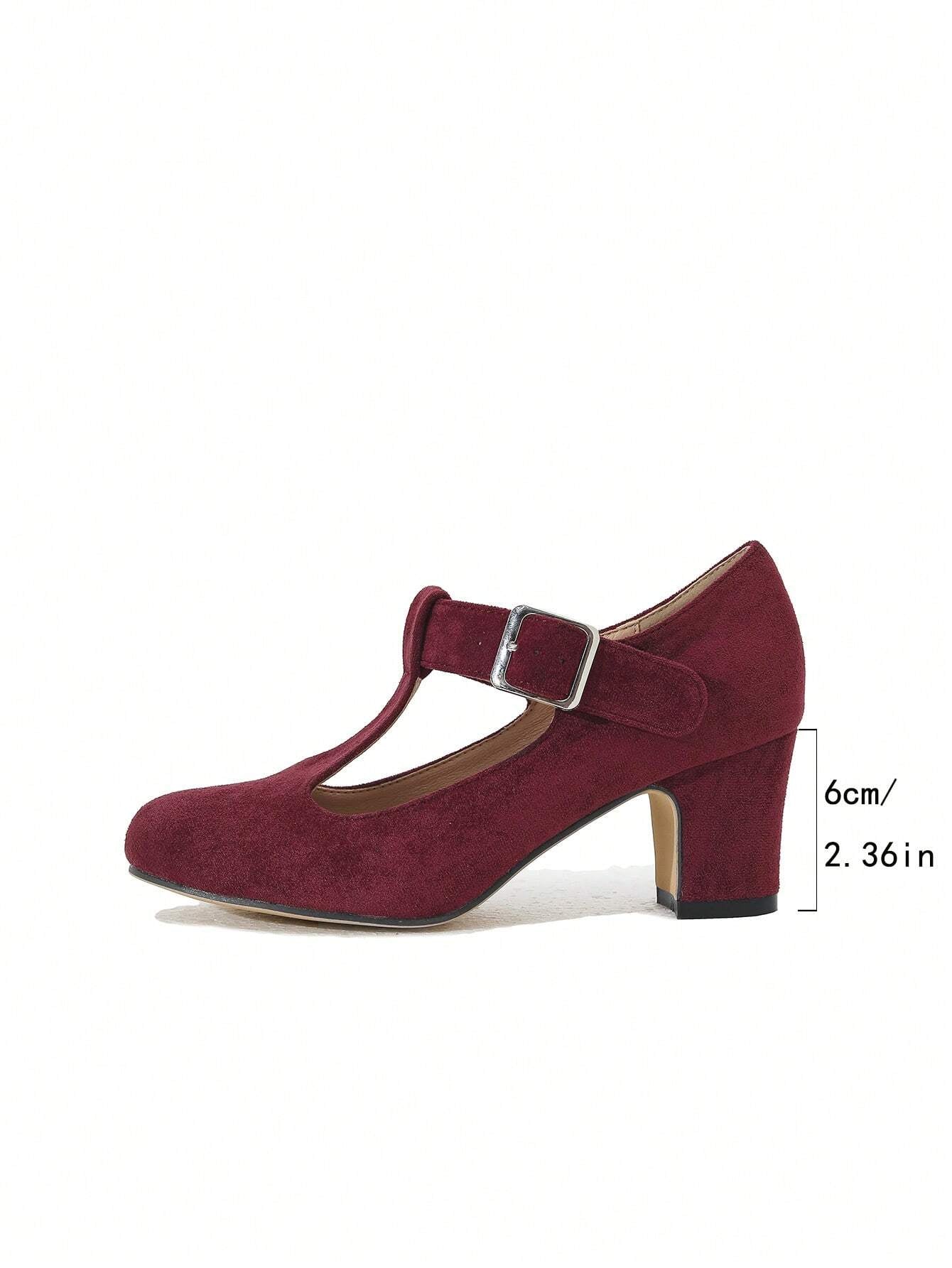 Stylish Women's Velvet Mary Jane T-Strap High Heel Pumps - Perfect for Work & Formal Occasions (Order 0.5 Size Down for Narrow Feet)